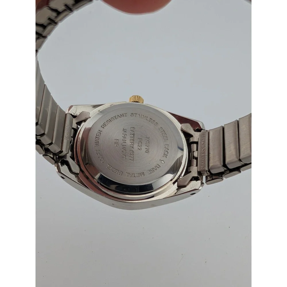 White Stag Watch Women 26mm Case Blue Dial Two Tone Stretch Band- New‎ Battery